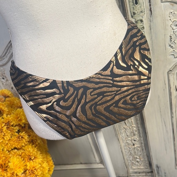Forever 21 Black and Bronze  Zebra Print Two Piece Bikini Set - Picture 8 of 12